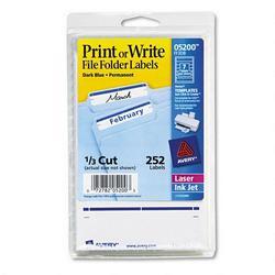 Avery-Dennison Self Adhesive File Folder Typewriter Labels, 3 7/16 x 15/16, Dark Blue, 252/Pack