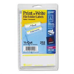 Avery-Dennison Self Adhesive File Folder Typewriter Labels, 3 7/16 x 15/16, Yellow, 252/Pack