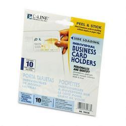 C-Line Products, Inc. Side Load Self Adhesive Business Card Holders, Clear Sleeves, 3 1/2 x 2, 10/Pack