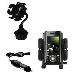 Gomadic Sony Ericsson S500i Auto Cup Holder with Car Charger - Uses TipExchange