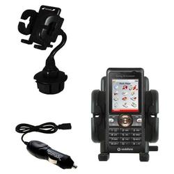 Gomadic Sony Ericsson V630i Auto Cup Holder with Car Charger - Uses TipExchange