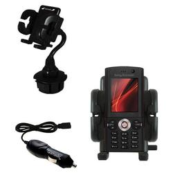 Gomadic Sony Ericsson V640i Auto Cup Holder with Car Charger - Uses TipExchange