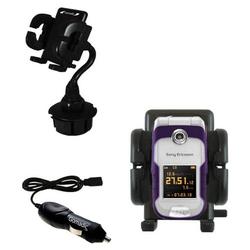 Gomadic Sony Ericsson W710i Auto Cup Holder with Car Charger - Uses TipExchange
