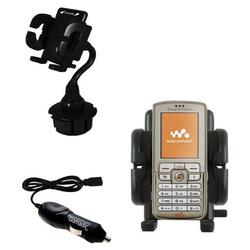 Gomadic Sony Ericsson W800 W800i Auto Cup Holder with Car Charger - Uses TipExchange