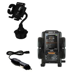 Gomadic Sony Ericsson W850i Auto Cup Holder with Car Charger - Uses TipExchange