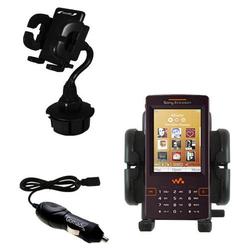 Gomadic Sony Ericsson W950i Auto Cup Holder with Car Charger - Uses TipExchange