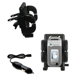 Gomadic Sony Ericsson Z520a Z520 Auto Vent Holder with Car Charger - Uses TipExchange