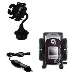 Gomadic Sony Ericsson Z530i Auto Cup Holder with Car Charger - Uses TipExchange