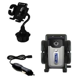 Gomadic Sony Ericsson Z550i Auto Cup Holder with Car Charger - Uses TipExchange