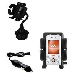 Gomadic Sony Ericsson Z750a Auto Cup Holder with Car Charger - Uses TipExchange