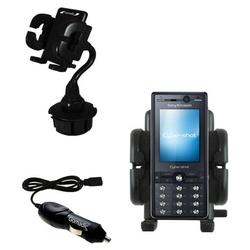 Gomadic Sony Ericsson k810i Auto Cup Holder with Car Charger - Uses TipExchange