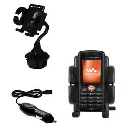 Gomadic Sony Ericsson w200i Auto Cup Holder with Car Charger - Uses TipExchange