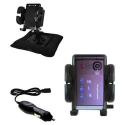 Gomadic Sony Ericsson w380a Auto Bean Bag Dash Holder with Car Charger - Uses TipExchange