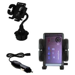 Gomadic Sony Ericsson w380i Auto Cup Holder with Car Charger - Uses TipExchange