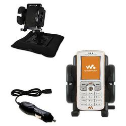 Gomadic Sony Ericsson w800c Auto Bean Bag Dash Holder with Car Charger - Uses TipExchange