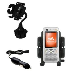 Gomadic Sony Ericsson w890c Auto Cup Holder with Car Charger - Uses TipExchange