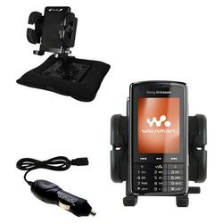 Gomadic Sony Ericsson w960i Auto Bean Bag Dash Holder with Car Charger - Uses TipExchange