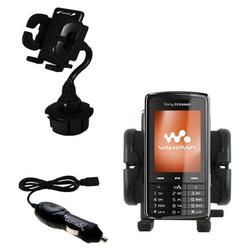 Gomadic Sony Ericsson w960i Auto Cup Holder with Car Charger - Uses TipExchange