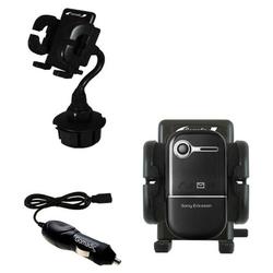 Gomadic Sony Ericsson z250a Auto Cup Holder with Car Charger - Uses TipExchange
