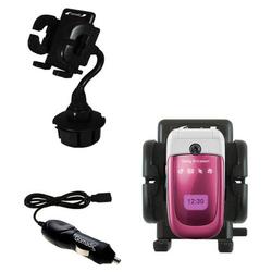 Gomadic Sony Ericsson z310a Auto Cup Holder with Car Charger - Uses TipExchange