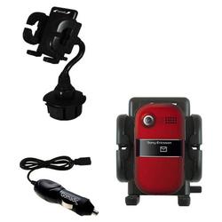 Gomadic Sony Ericsson z320a Auto Cup Holder with Car Charger - Uses TipExchange