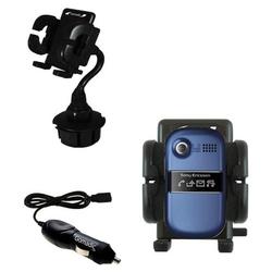 Gomadic Sony Ericsson z320i Auto Cup Holder with Car Charger - Uses TipExchange