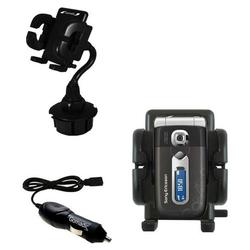 Gomadic Sony Ericsson z558c Auto Cup Holder with Car Charger - Uses TipExchange