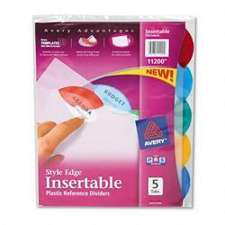 Avery-Dennison Style Edge Translucent Insertable Reference Dividers, Multicolor, 5 Tab Set