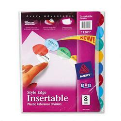 Avery-Dennison Style Edge Translucent Insertable Reference Dividers, Multicolor, 8 Tab Set