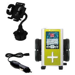 Gomadic Toshiba Gigabeat F20 MEGF20 Auto Cup Holder with Car Charger - Uses TipExchange