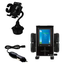 Gomadic Toshiba Gigabeat S MES30VW Auto Cup Holder with Car Charger - Uses TipExchange