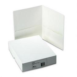Avery-Dennison Two Pocket Portfolios, Embossed Paper, 30 Sheet Capacity, White, 25/Box