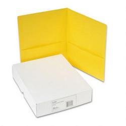 Avery-Dennison Two Pocket Portfolios, Embossed Paper, 30 Sheet Capacity, Yellow, 25/Box