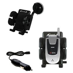 Gomadic UTStarcom CDM-105 Auto Windshield Holder with Car Charger - Uses TipExchange