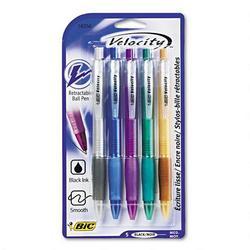 Bic Corporation Velocity® Retractable Ballpoint Pens, Five Pack, Medium Point, Assorted Colors