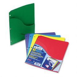 Esselte Pendaflex Corp. Wave™ Pocket Recycled Project Folders, Ltr., 3 Hole Punched, Asst. Colors, 10/Pack
