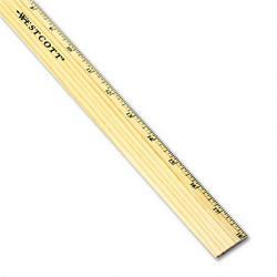 Acme United Corporation Westcott® Beveled Wood Ruler with Single Metal Edge, 18 Long