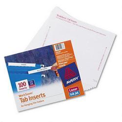 Avery-Dennison White Laser/Ink Jet Hanging File Folder Tab Inserts, 1/3 Cut, 3 1/2 w