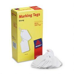 Avery-Dennison White Price Tags, Strung with White Twine, 2 3/4 x 1 11/16, 1000/Box