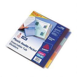 Avery-Dennison WorkSaver® Big Tab Plastic Dividers with Double Slash Pocket, Multicolor, 5 Tab Set