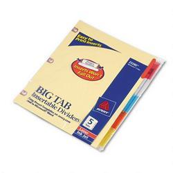 Avery-Dennison Worksaver® Big Tab Buff Paper Dividers, Copper Holes, 5 MulticolorTabs