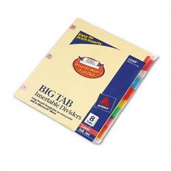 Avery-Dennison Worksaver® Big Tab Buff Paper Dividers, Copper Holes, 8 MulticolorTabs, 1 Set