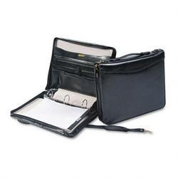 Bond Street Ltd Zippered Leather Portfolio, 14 1/4w x 2 3/4d x 12h, Black