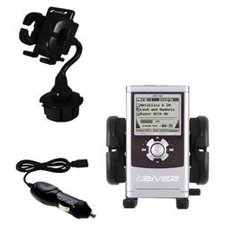 Gomadic iRiver H120 Auto Cup Holder with Car Charger - Uses TipExchange