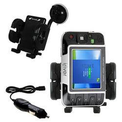 Gomadic iRiver PMC-100 Auto Windshield Holder with Car Charger - Uses TipExchange