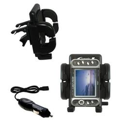 Gomadic iRiver PMP-100 Auto Vent Holder with Car Charger - Uses TipExchange