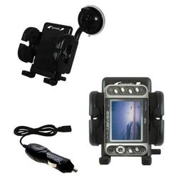 Gomadic iRiver PMP-100 Auto Windshield Holder with Car Charger - Uses TipExchange