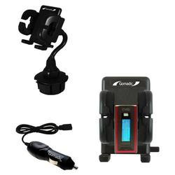 Gomadic iRiver T20 Auto Cup Holder with Car Charger - Uses TipExchange