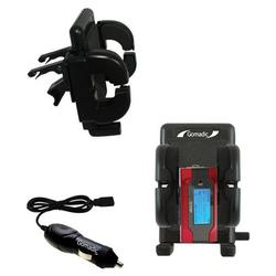 Gomadic iRiver T30 Auto Vent Holder with Car Charger - Uses TipExchange