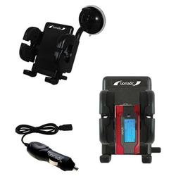 Gomadic iRiver T30 Auto Windshield Holder with Car Charger - Uses TipExchange